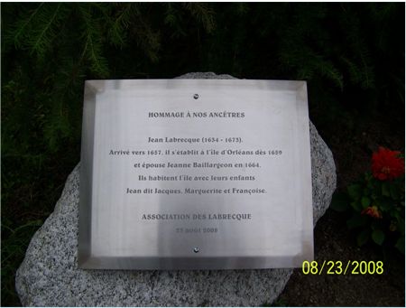 Plaque commémorative de Jean Labrecque