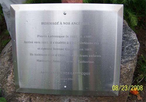 Plaque commémorative de Pierre Labrecque
