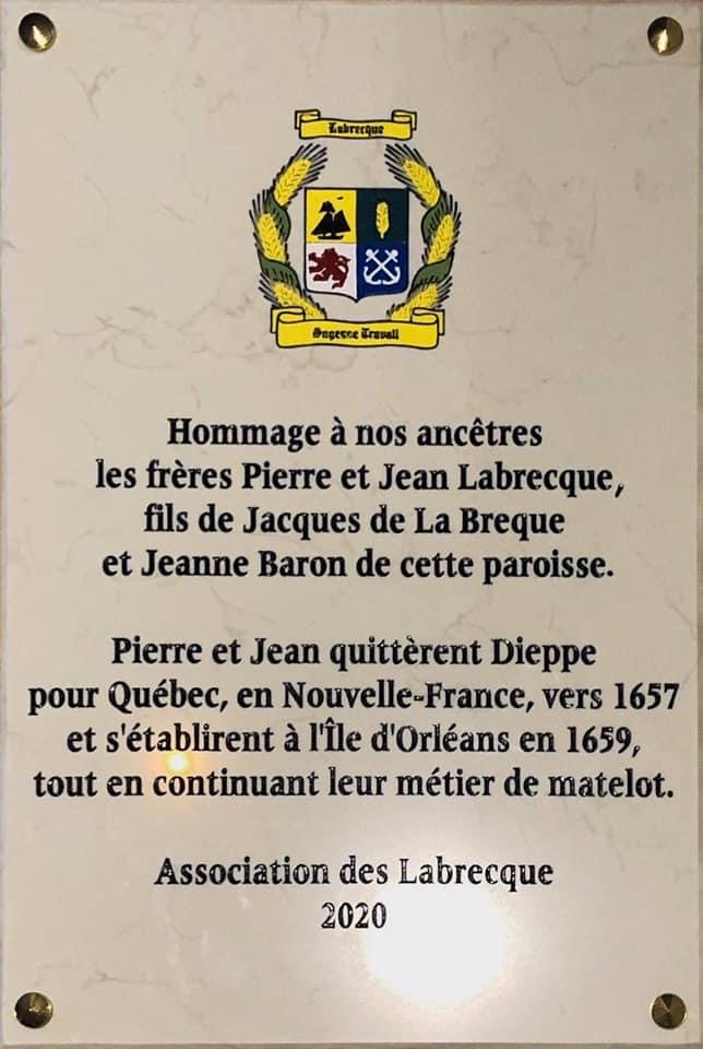 Plaque commémorative à Dieppe